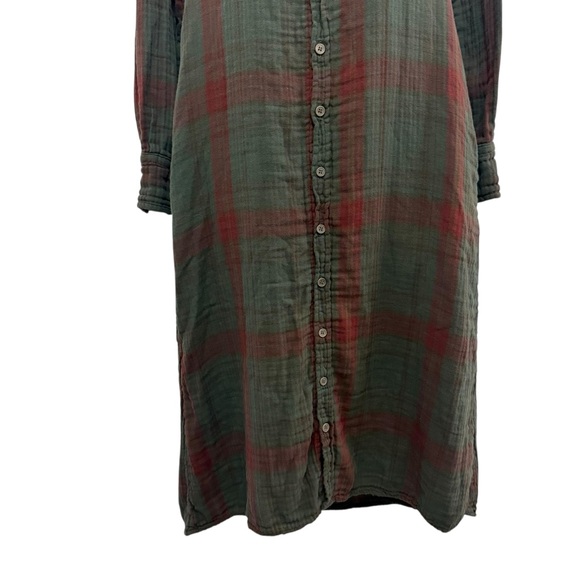 FREE PEOPLE GP SHADES COLLAB BUTTON DOWN PLAID MAXI SHIRT-DRESS MINA PLAID XS - Picture 5 of 15